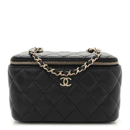 Chanel Lambskin Quilted Enamel CC Pearl Crush Small Vanity Case With Chain Black 1 of 11