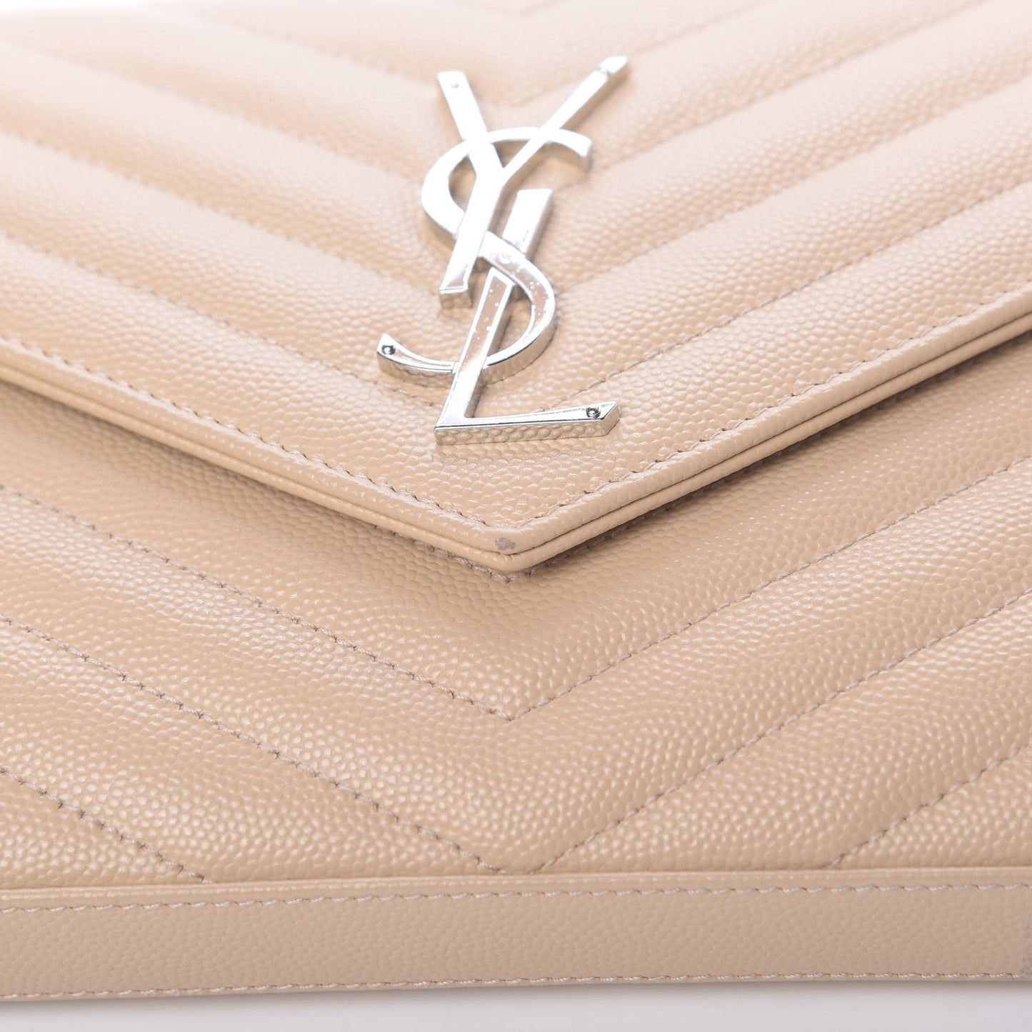 Grain De Poudre Matelasse Chevron Monogram Chain Wallet Nude Powder
