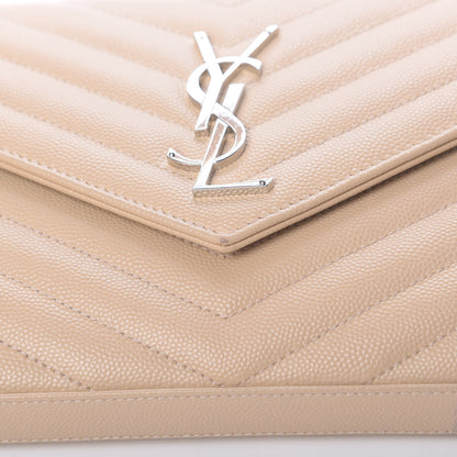 Saint Laurent Grain De Poudre Matelasse Chevron Monogram Chain Wallet Nude Powder 11 of 12