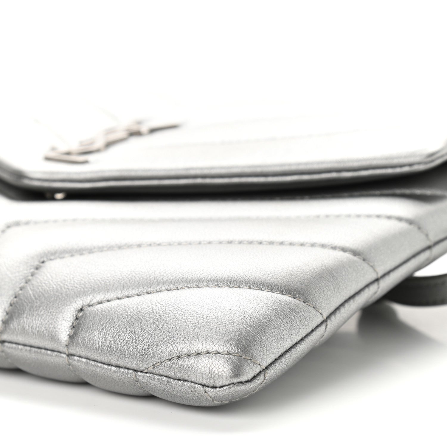 Saint Laurent Calfskin Y Quilted Monogram Loulou Flap Bag Argento 10 of 11