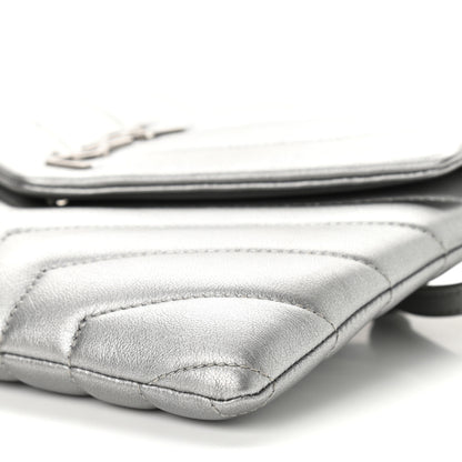 Saint Laurent Calfskin Y Quilted Monogram Loulou Flap Bag Argento 10 of 11