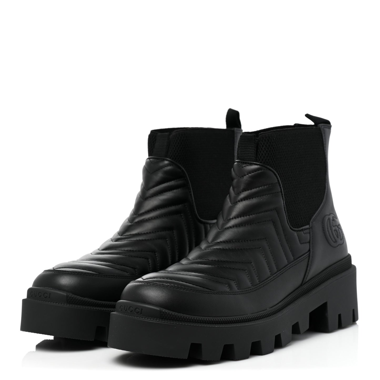 Calfskin Nappa Matelasse Frances Chelsea Boots 39 Black