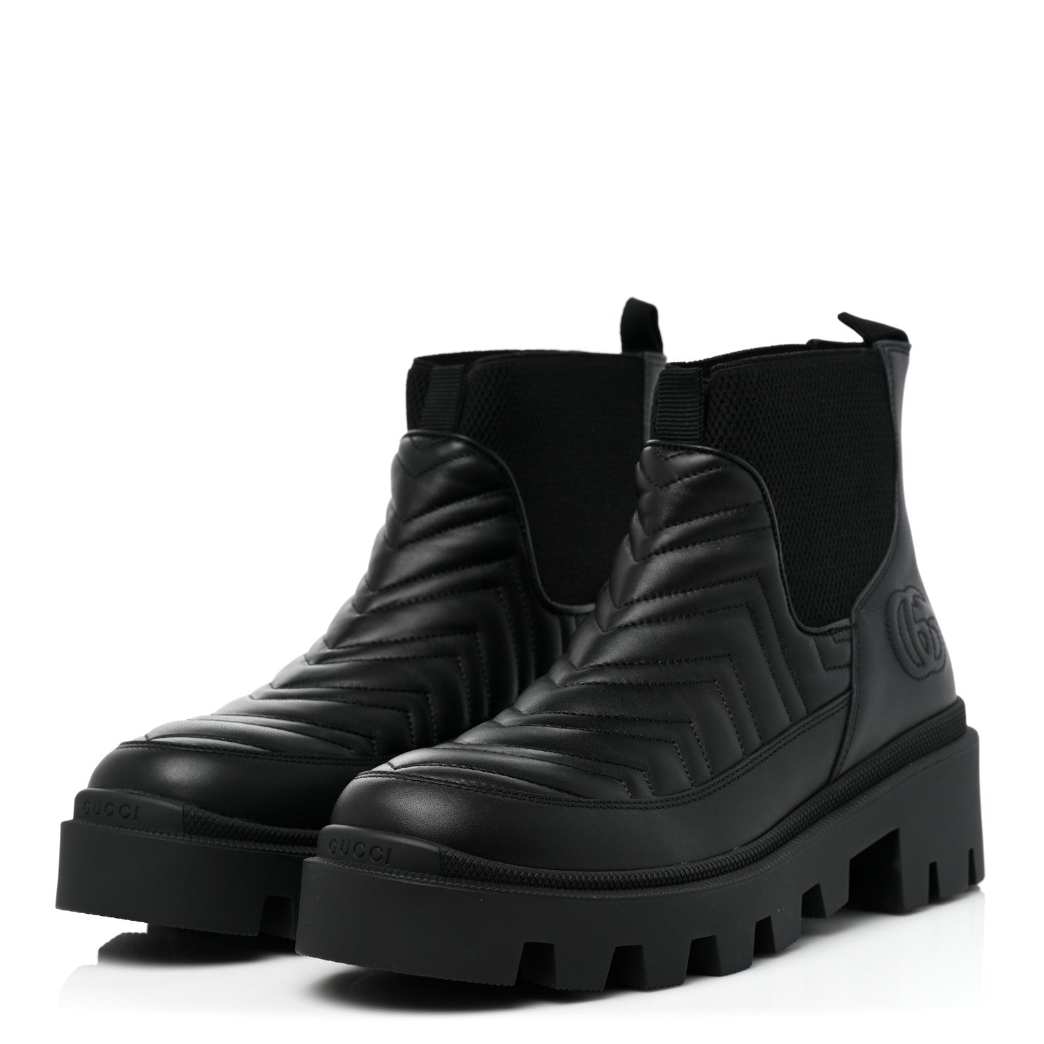 Gucci Calfskin Nappa Matelasse Frances Chelsea Boots 39 Black 3 of 8