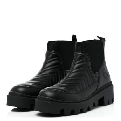 Gucci Calfskin Nappa Matelasse Frances Chelsea Boots 39 Black 3 of 8
