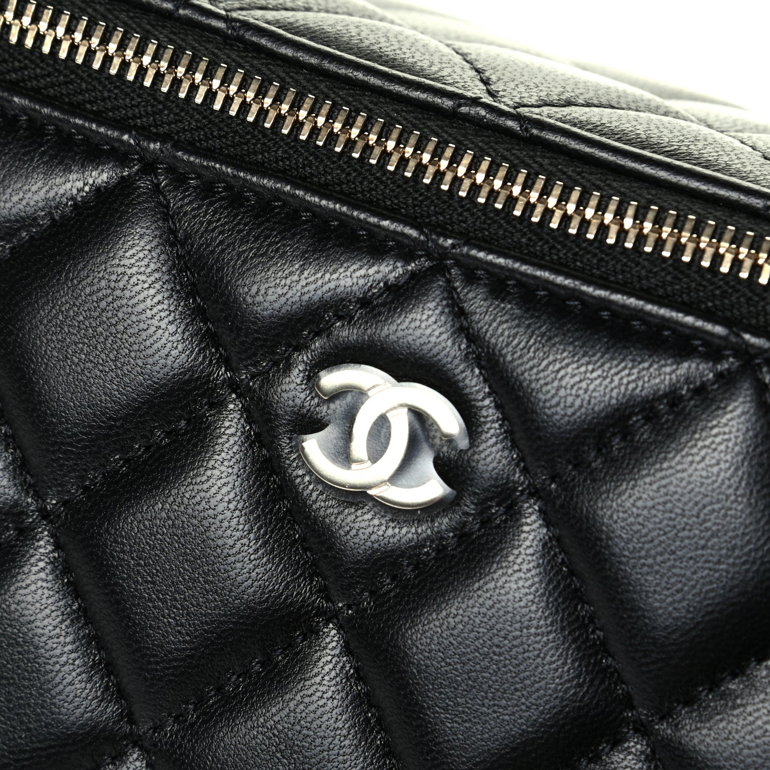Chanel Lambskin Quilted Small Vanity Case With Chain Black 5 of 5