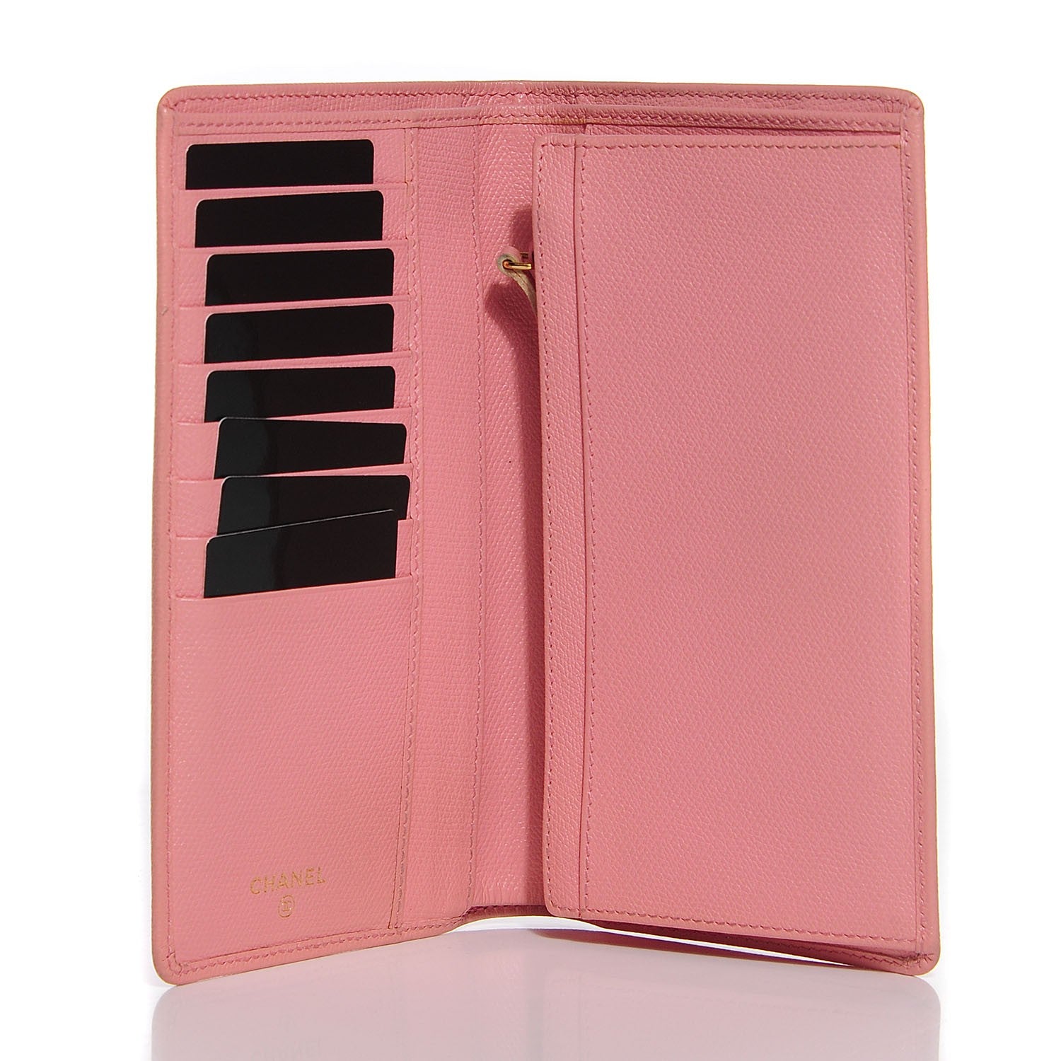 Chanel Grained Calfskin CC Button Yen Wallet Pink 5 of 10