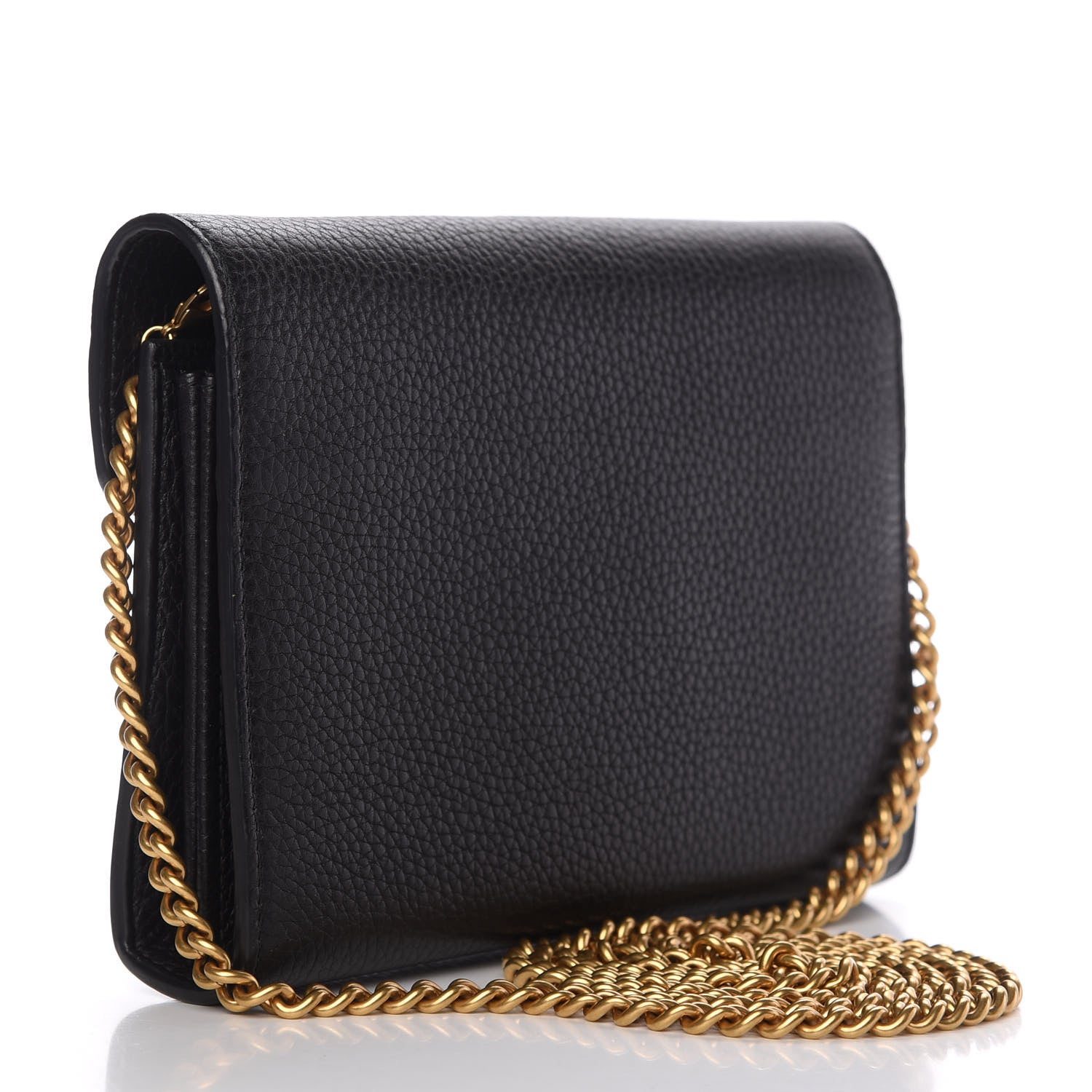 Gucci Calfskin GG Marmont Chain Wallet Black 3 of 14