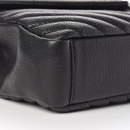 Saint Laurent Sheepskin Matelasse Chevron Monogram Medium College Bag Black 10 of 11