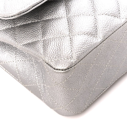 Chanel Metallic Caviar Quilted Medium Double Flap Silver 10 of 11