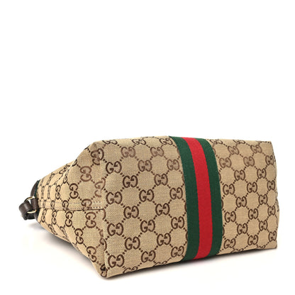 Gucci Monogram Web Small Giglio Tote Beige Dark Brown 5 of 10