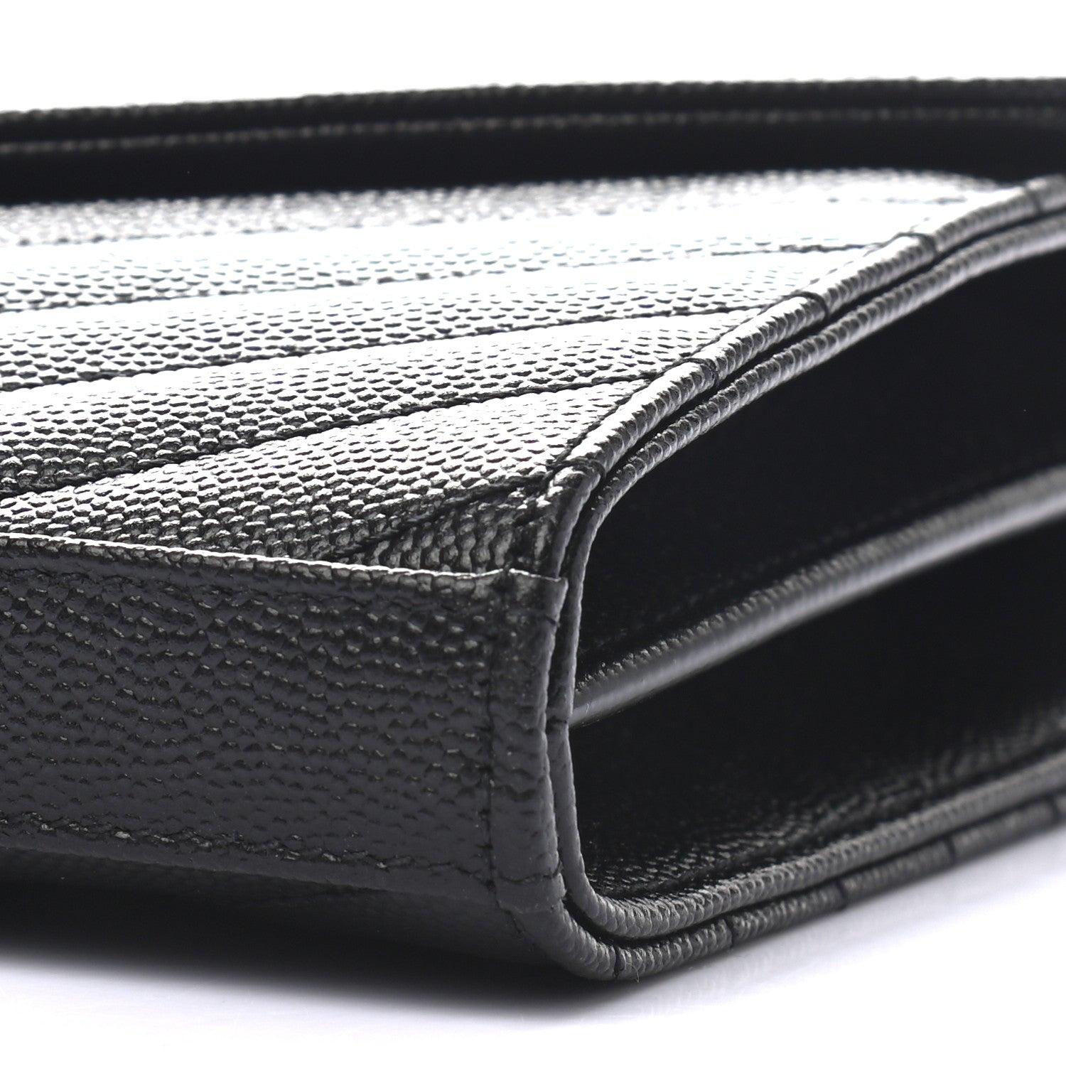 Saint Laurent Grain De Poudre Matelasse Chevron Monogram Chain Wallet Black 7 of 7