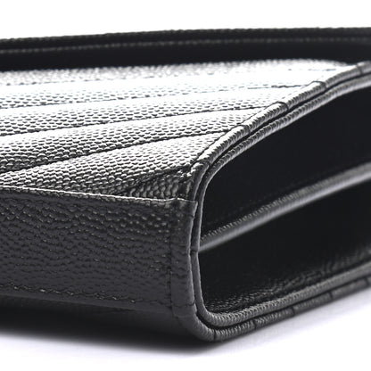 Saint Laurent Grain De Poudre Matelasse Chevron Monogram Chain Wallet Black 7 of 7