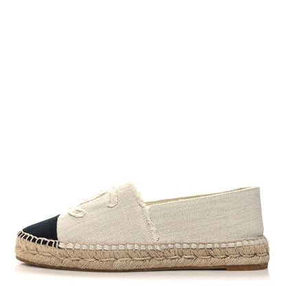 Chanel Linen CC Espadrilles 41 White Black 1 of 9