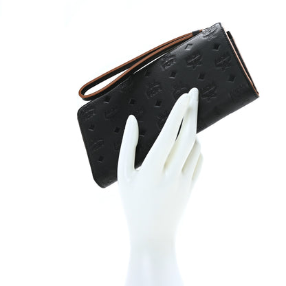 MCM Calfskin Ottomar Monogram Large Aren Zip Wallet Black 2 of 7