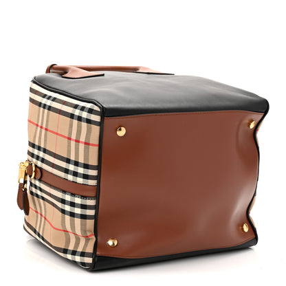 Burberry Smooth Calfskin House Check Medium Cube Bowling Bag Archive Beige 4 of 10