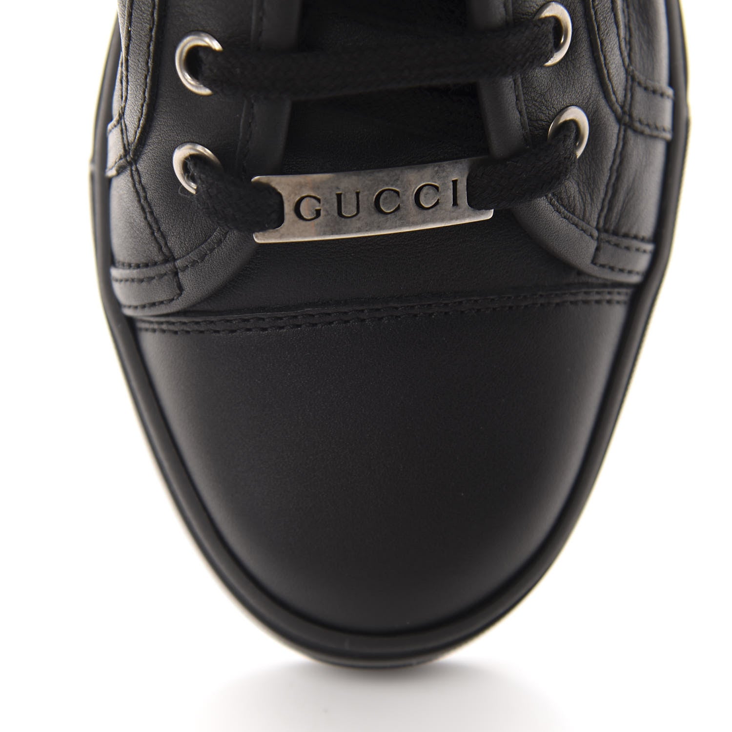 Gucci Calfskin Miro Soft Womens Lace Up Sneakers 37 Black 10 of 11