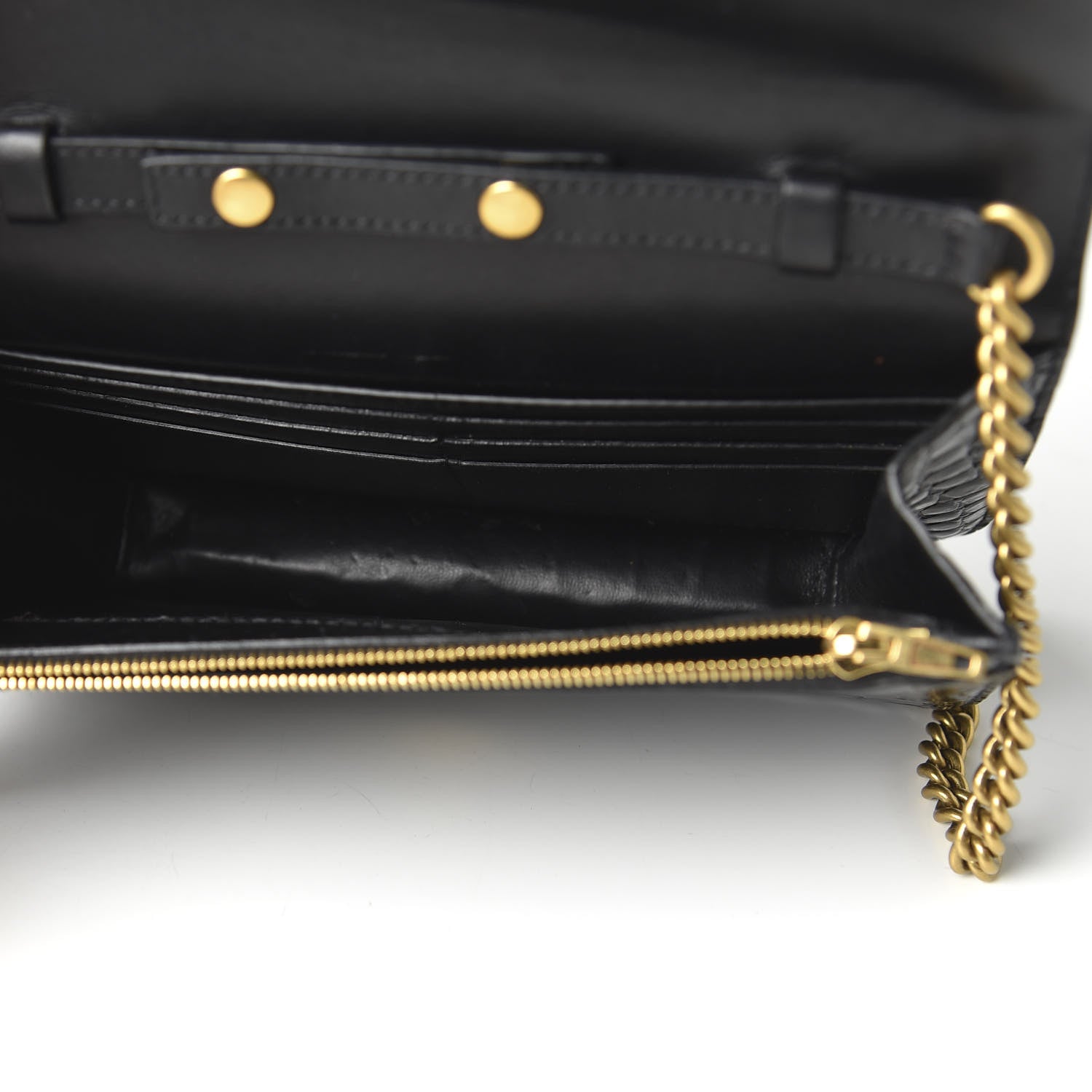 Balenciaga Crocodile Embossed Patent B Wallet On Chain Black 5 of 9