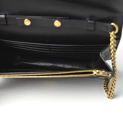 Balenciaga Crocodile Embossed Patent B Wallet On Chain Black 5 of 9