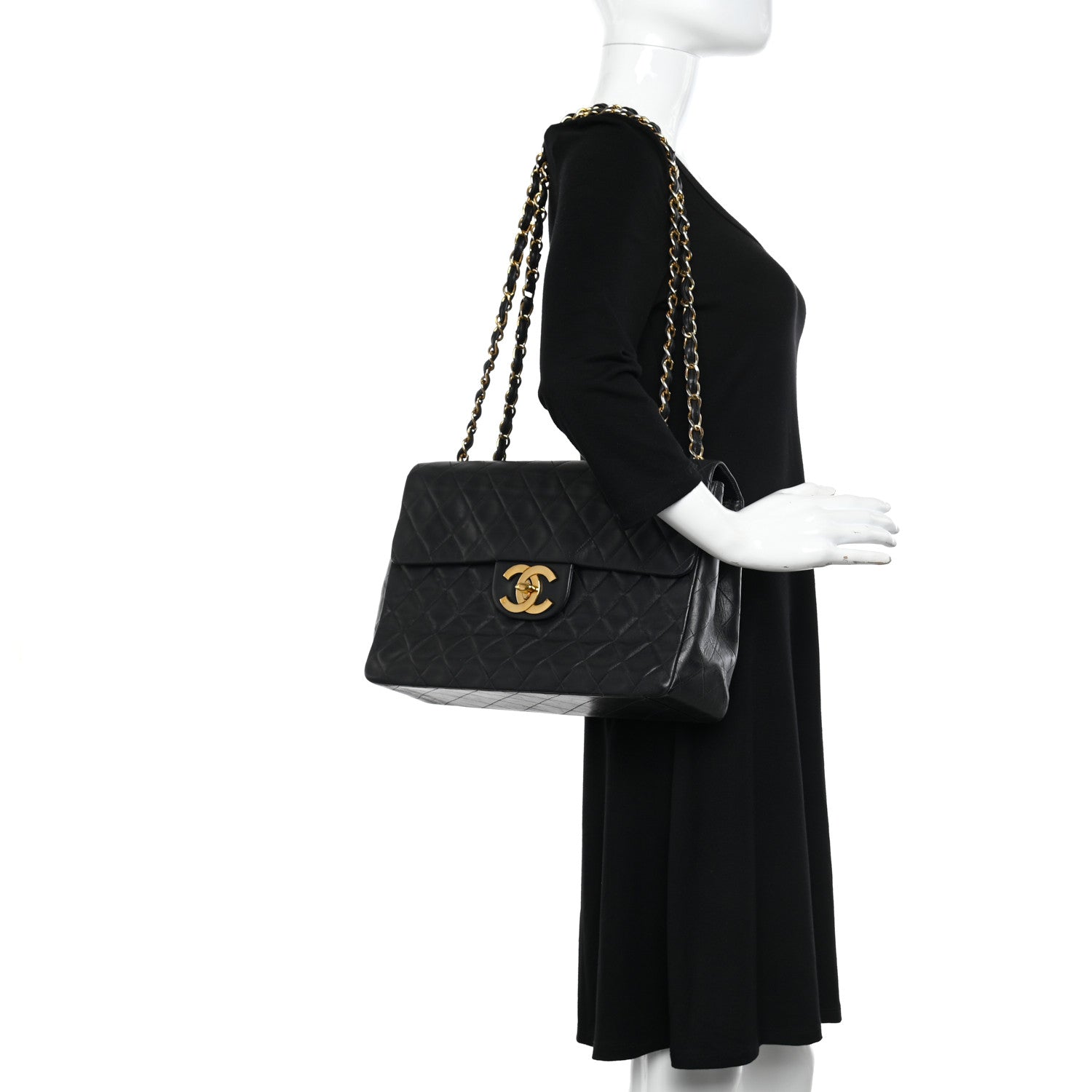 Chanel Lambskin Quilted XL Jumbo Single Flap Black 2 of 19