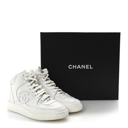 Chanel Calfskin CC High Top Sneaker 38.5 White 10 of 10