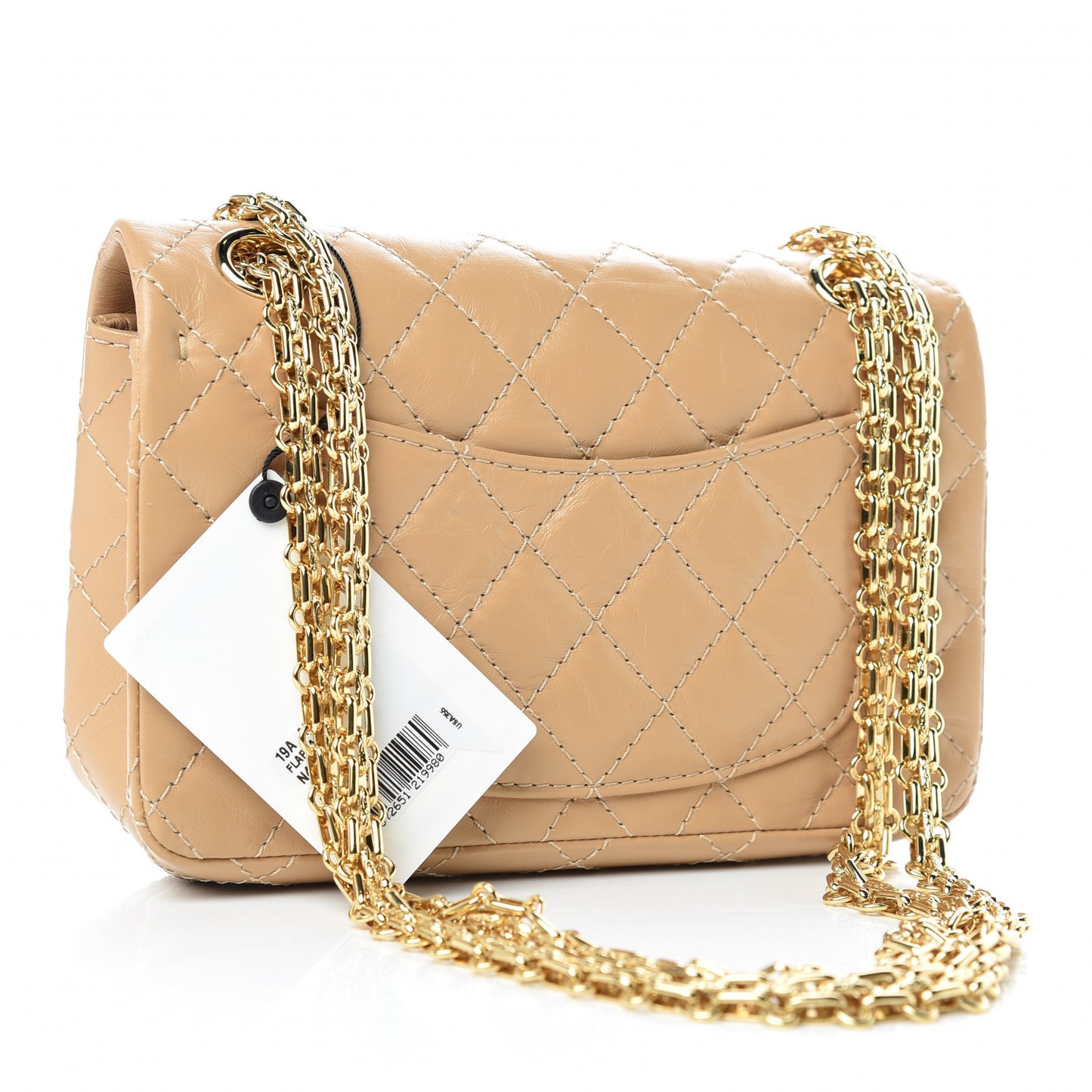 Aged Calfskin Quilted 2.55 Reissue Mini Flap Beige