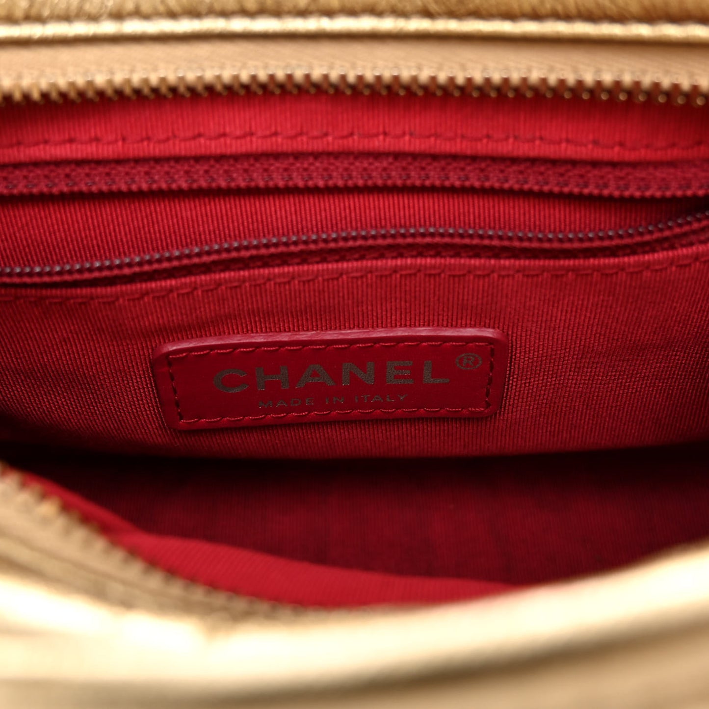 Metallic Aged Calfskin Quilted Small Gabrielle Hobo Gold