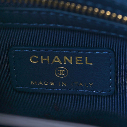 Chanel Shearling Sheepskin Large Chanel 19 Cosmetic Case Blue 6 of 9