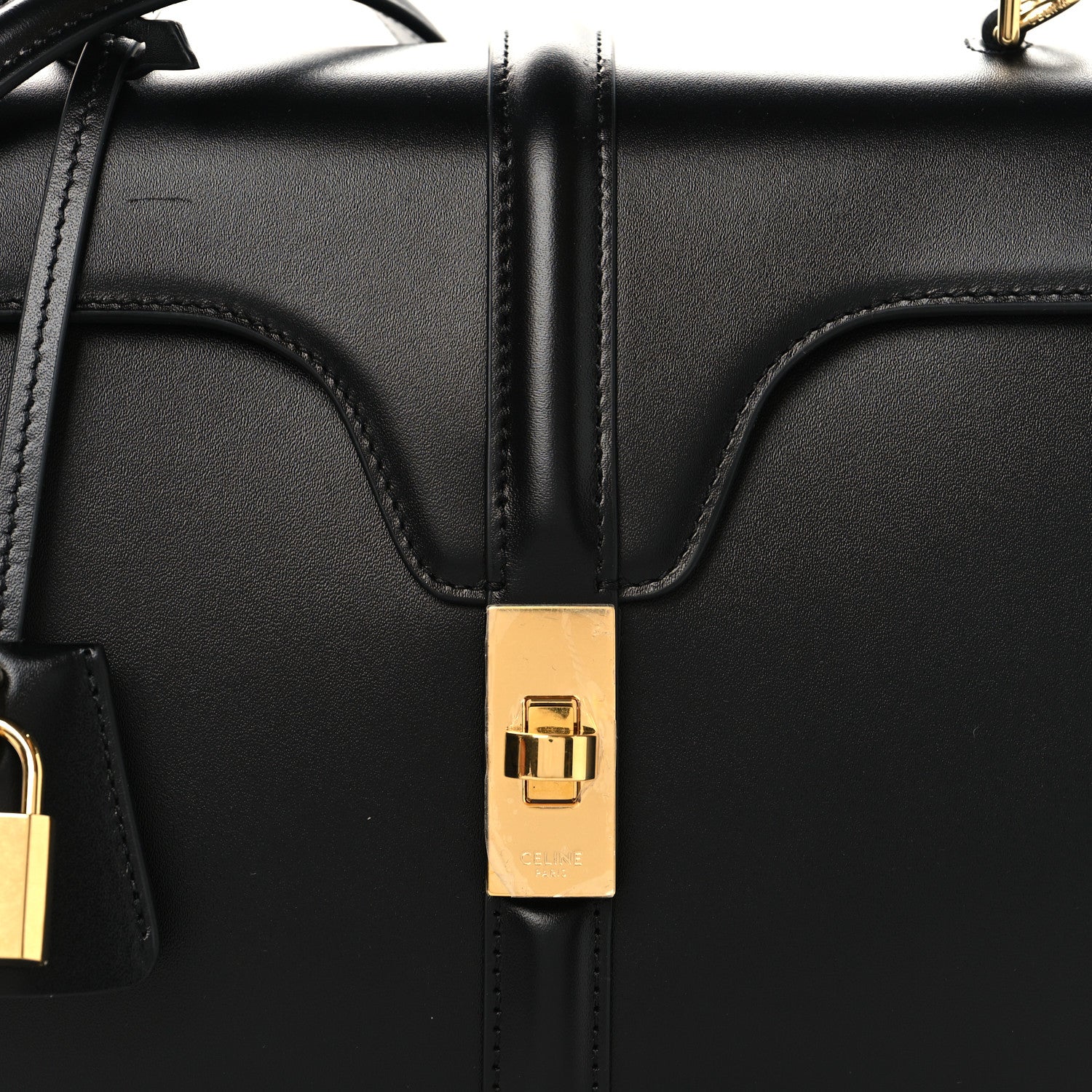 Celine Satinated Calfskin Small 16 Top Handle Bag Black 7 of 10