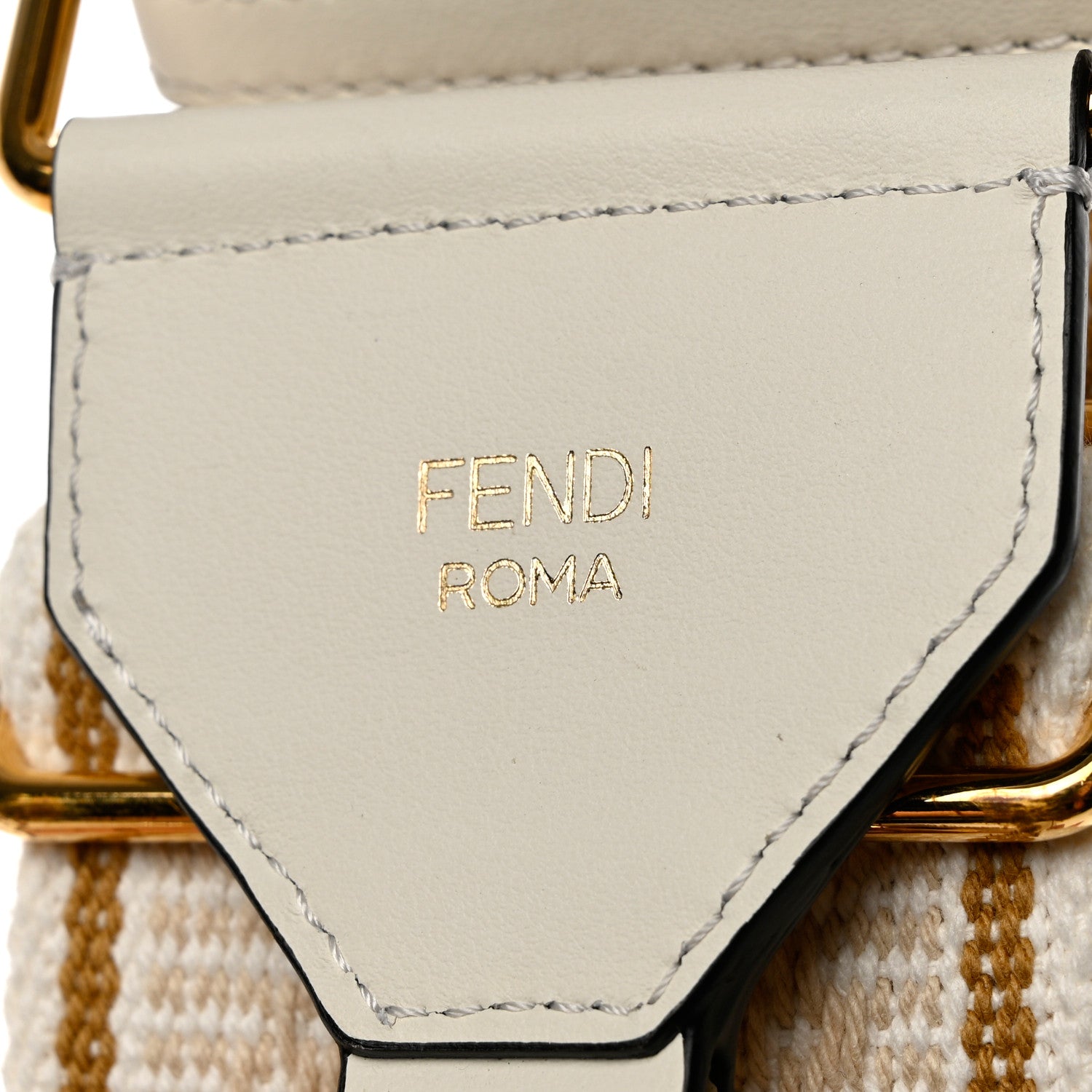 Fendi Cannete Ribbon Poly Vitello Century Logo Adjustable Strap You White Garza Ecru 3 of 5