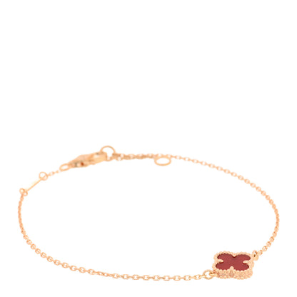 Van Cleef & Arpels 18K Rose Gold Carnelian Sweet Alhambra Bracelet 1 of 4
