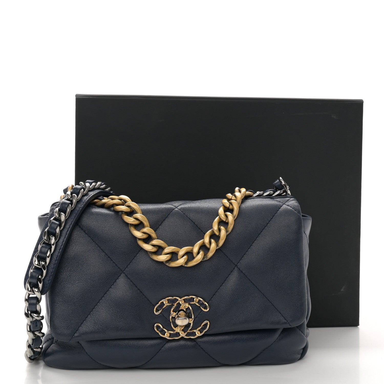 Chanel Lambskin Quilted Medium Chanel 19 Flap Navy Blue 11 of 11