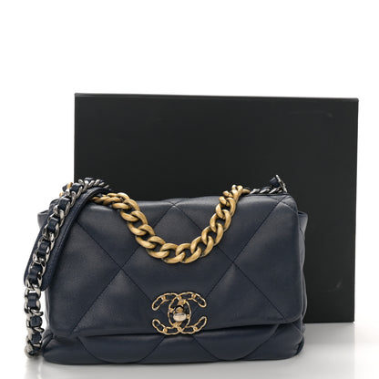 Chanel Lambskin Quilted Medium Chanel 19 Flap Navy Blue 11 of 11