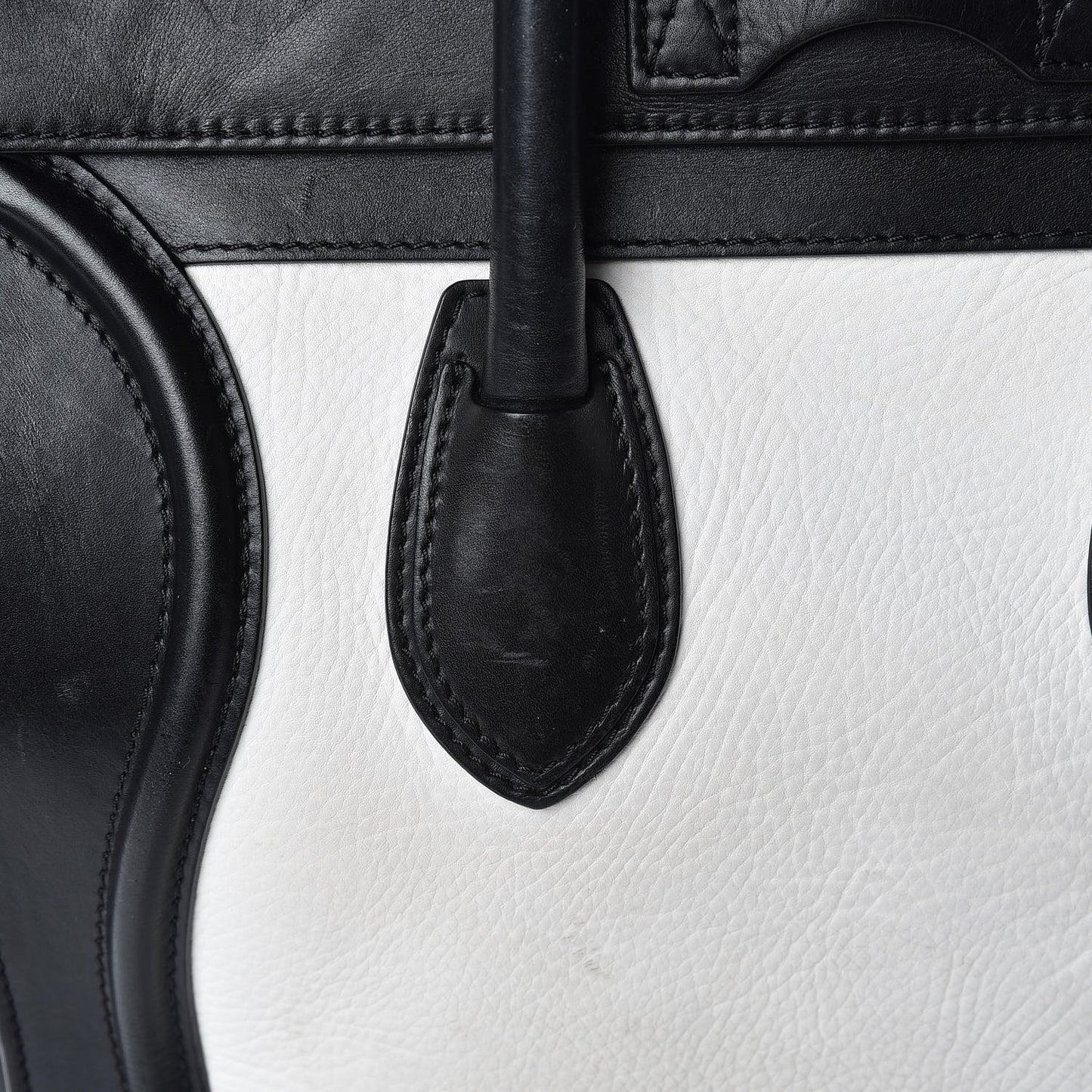 Smooth Calfskin Shrunken Lambskin Mini Bi-Color Luggage Black White