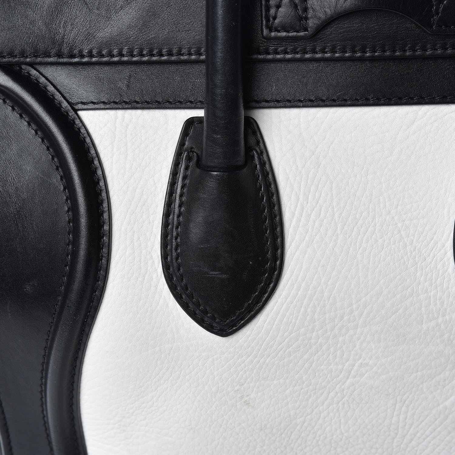 Celine Smooth Calfskin Shrunken Lambskin Mini Bi-Color Luggage Black White 27 of 31