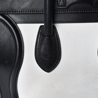 Celine Smooth Calfskin Shrunken Lambskin Mini Bi-Color Luggage Black White 27 of 31
