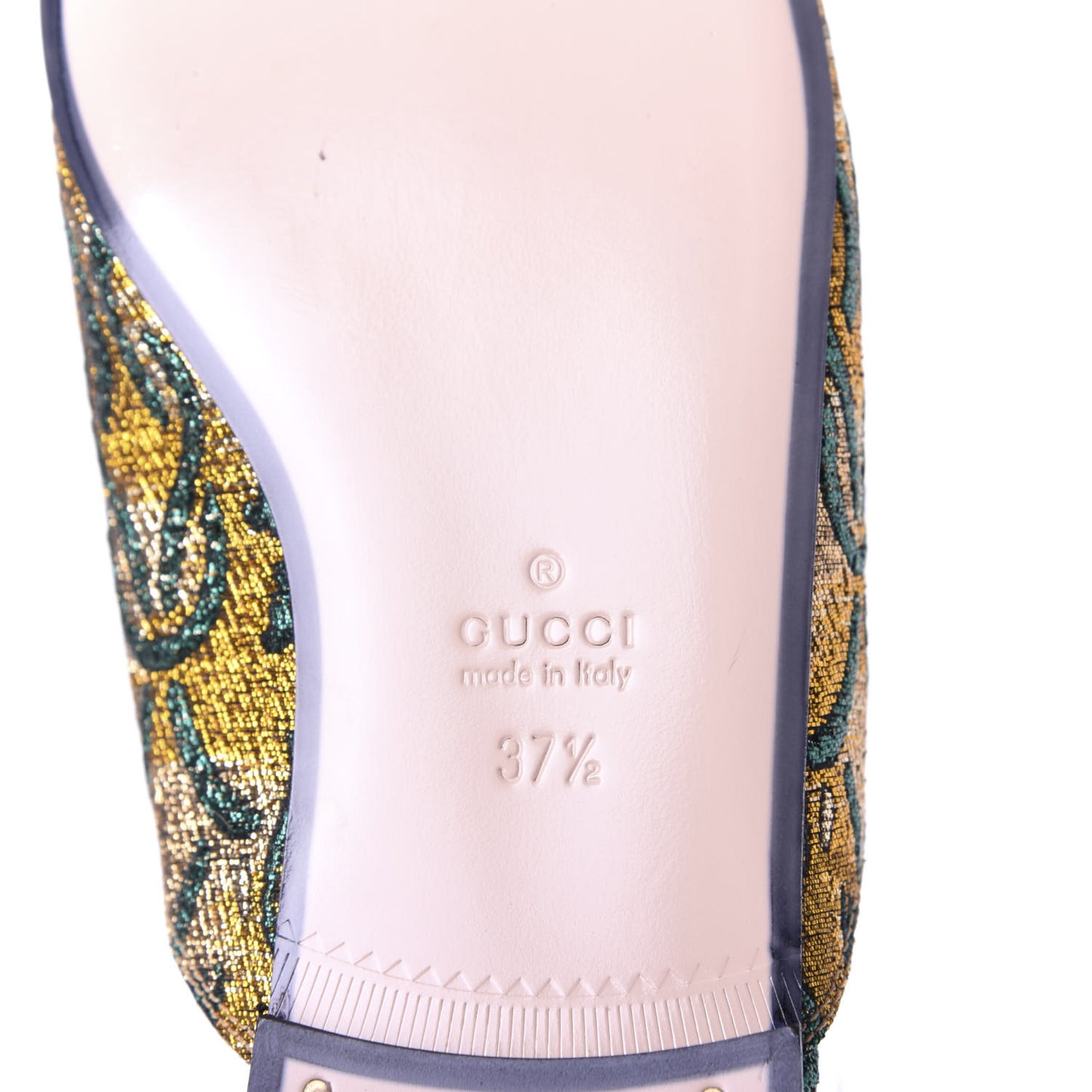 Iridescent Brocade Womens Princetown Slippers 37.5 Gold Multicolor