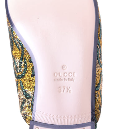 Gucci Iridescent Brocade Womens Princetown Slippers 37.5 Gold Multicolor 8 of 10