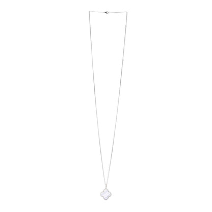 Van Cleef & Arpels 18K White Gold Chalcedony Magic Alhambra Pendant Long Necklace 3 of 4
