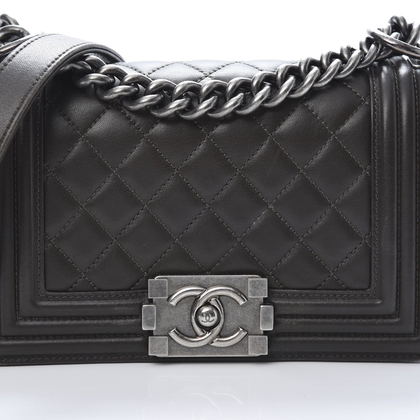 Lambskin Quilted Small Boy Flap Brown