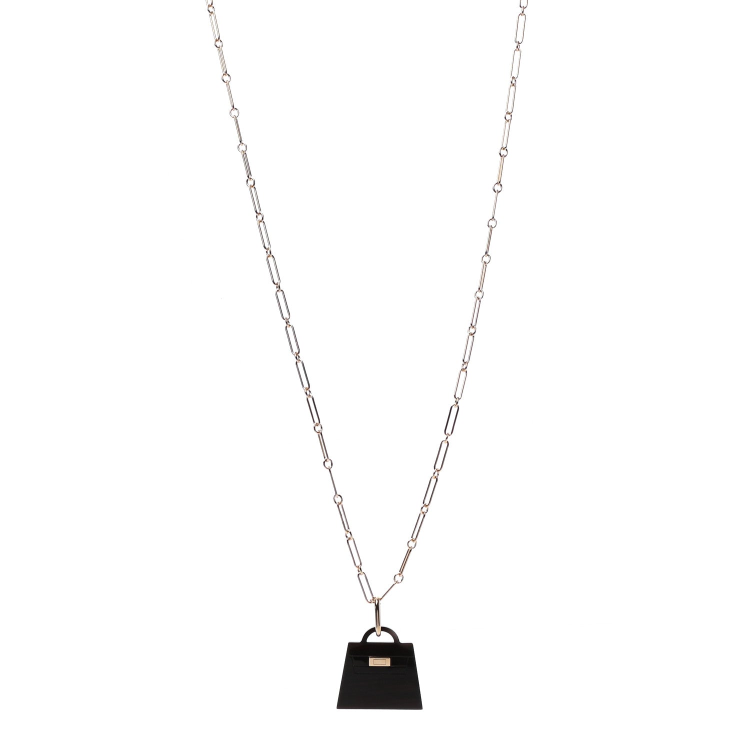 Hermes Permabrass Buffalo Horn Large Amulette Kelly Pendant Necklace 1 of 6