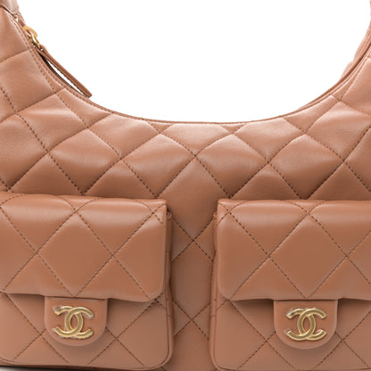 Chanel Shiny Lambskin Quilted Trendy Pockets Hobo Brown 8 of 10