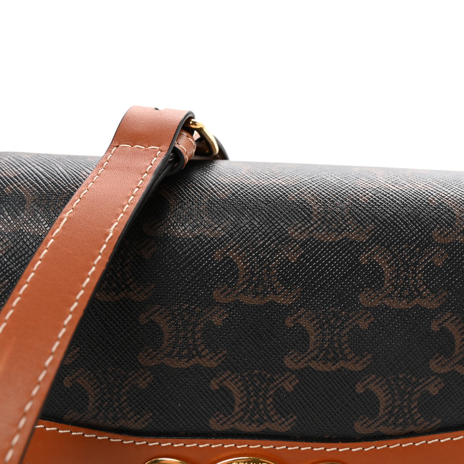 Celine Calfskin Triomphe Canvas Teen Triomphe Bag Tan 9 of 11