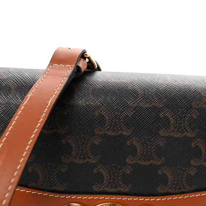 Celine Calfskin Triomphe Canvas Teen Triomphe Bag Tan 9 of 11