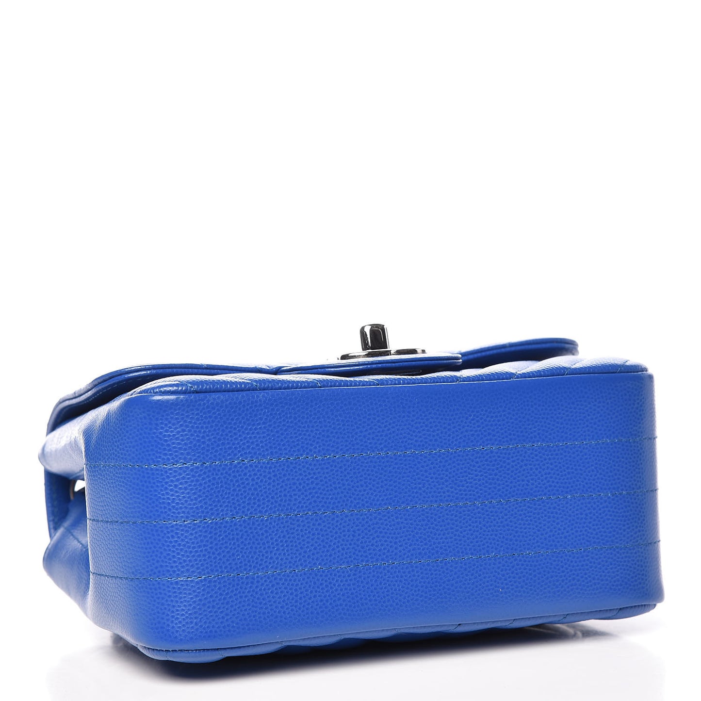 Caviar Chevron Quilted Mini Square Flap Blue