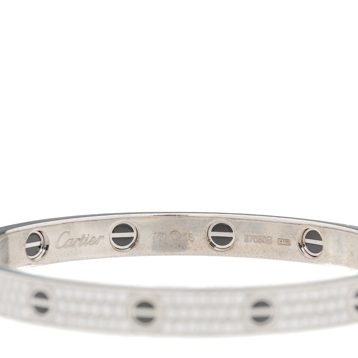 Cartier 18K White Gold Diamond Ceramic LOVE Paved Bracelet 18 3 of 3