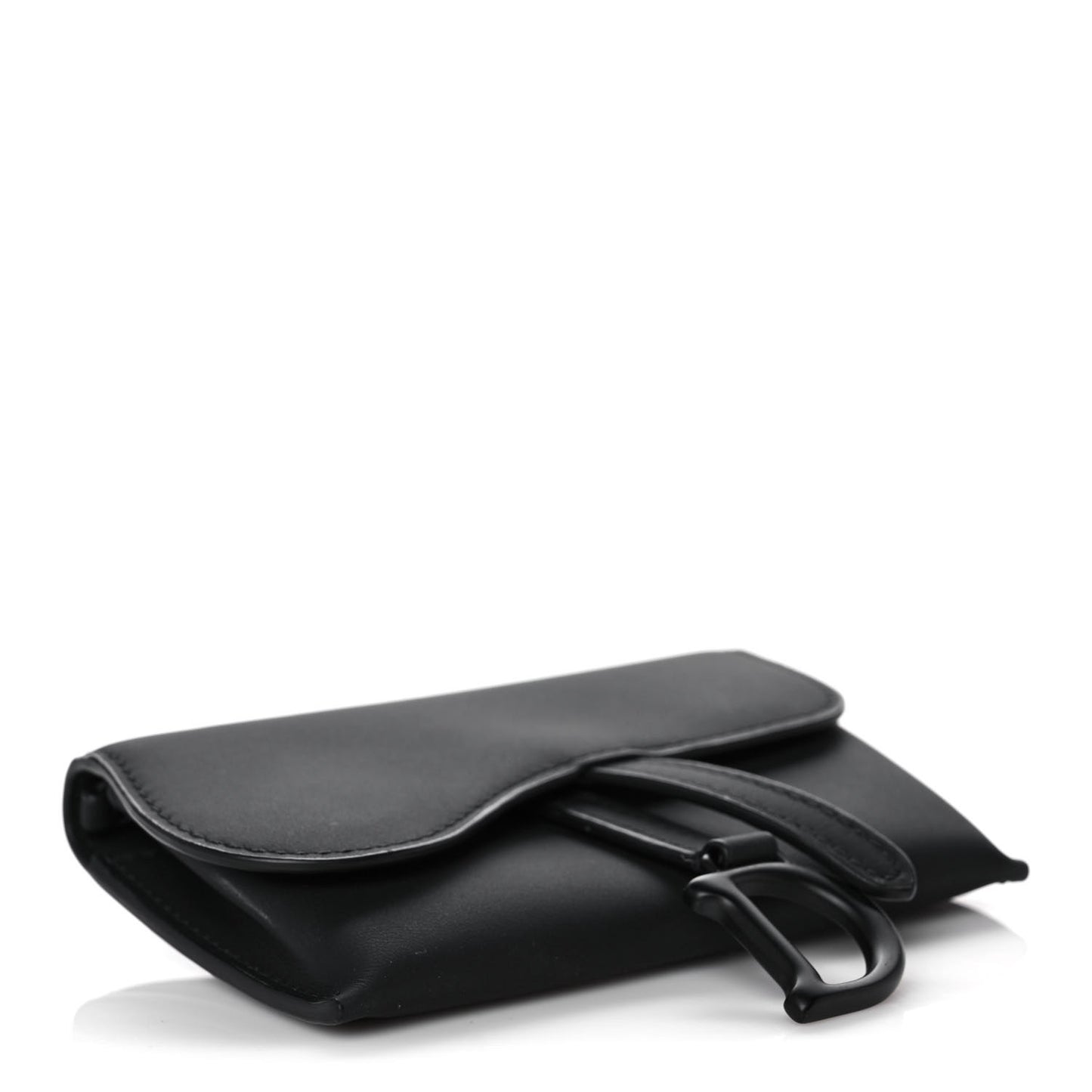 Ultra Matte Calfskin Nano Saddle Chain Pouch Black