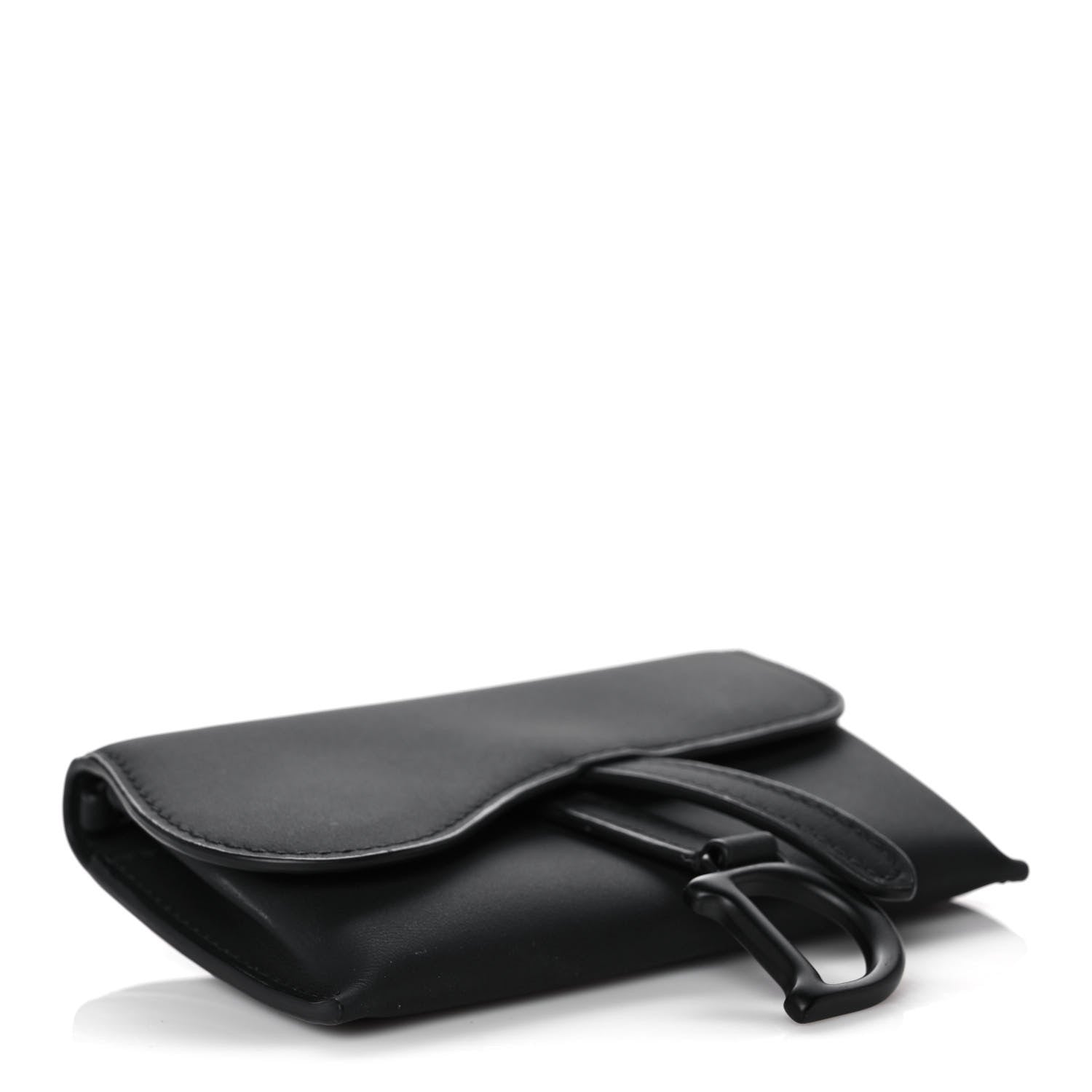 Christian Dior Ultra Matte Calfskin Nano Saddle Chain Pouch Black 4 of 12