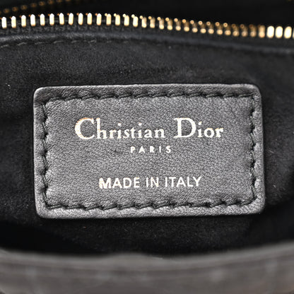 Christian Dior Satin Swarovski Crystal Cannage Mini Lady Dior Black 6 of 12
