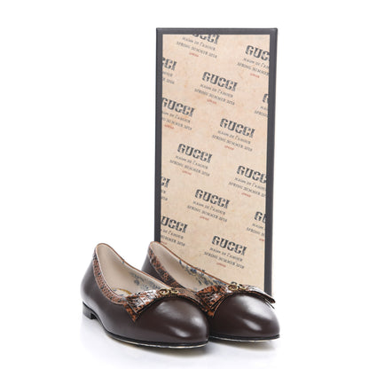 Gucci Malaga Kid Elaphe Yva Ballet Flats 37 Cocoa 9 of 9