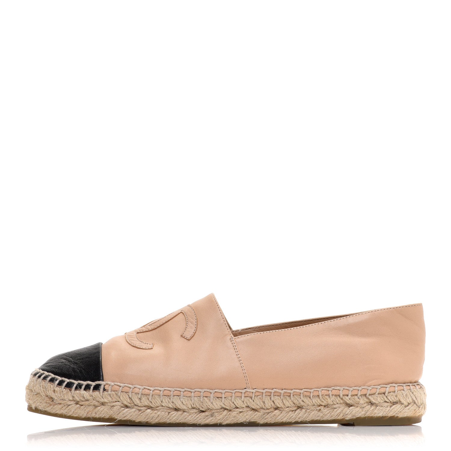 Chanel Lambskin CC Espadrilles 39 Beige Black 1 of 13